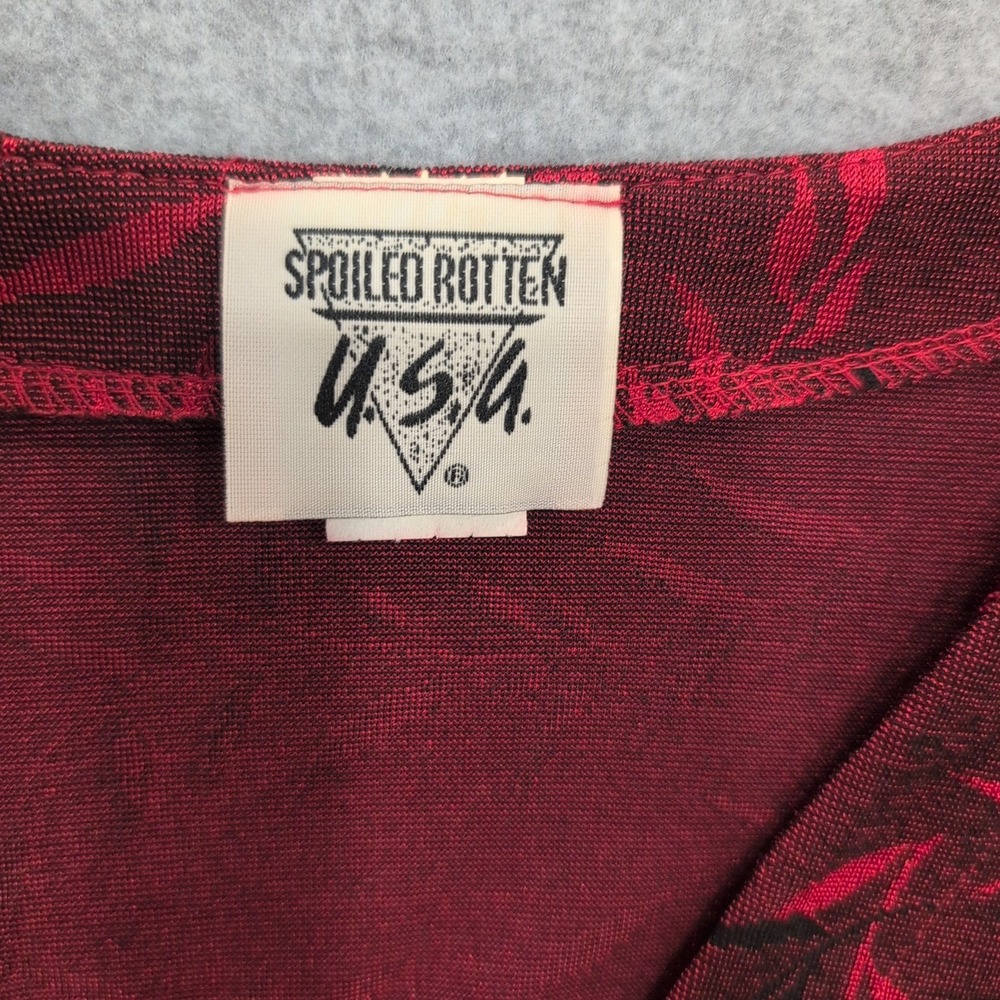 Spoiled Rotten USA Red Floral Print Kimono Style Cardigan 3/4 Sleeve Missy Large - Picture 2 of 4